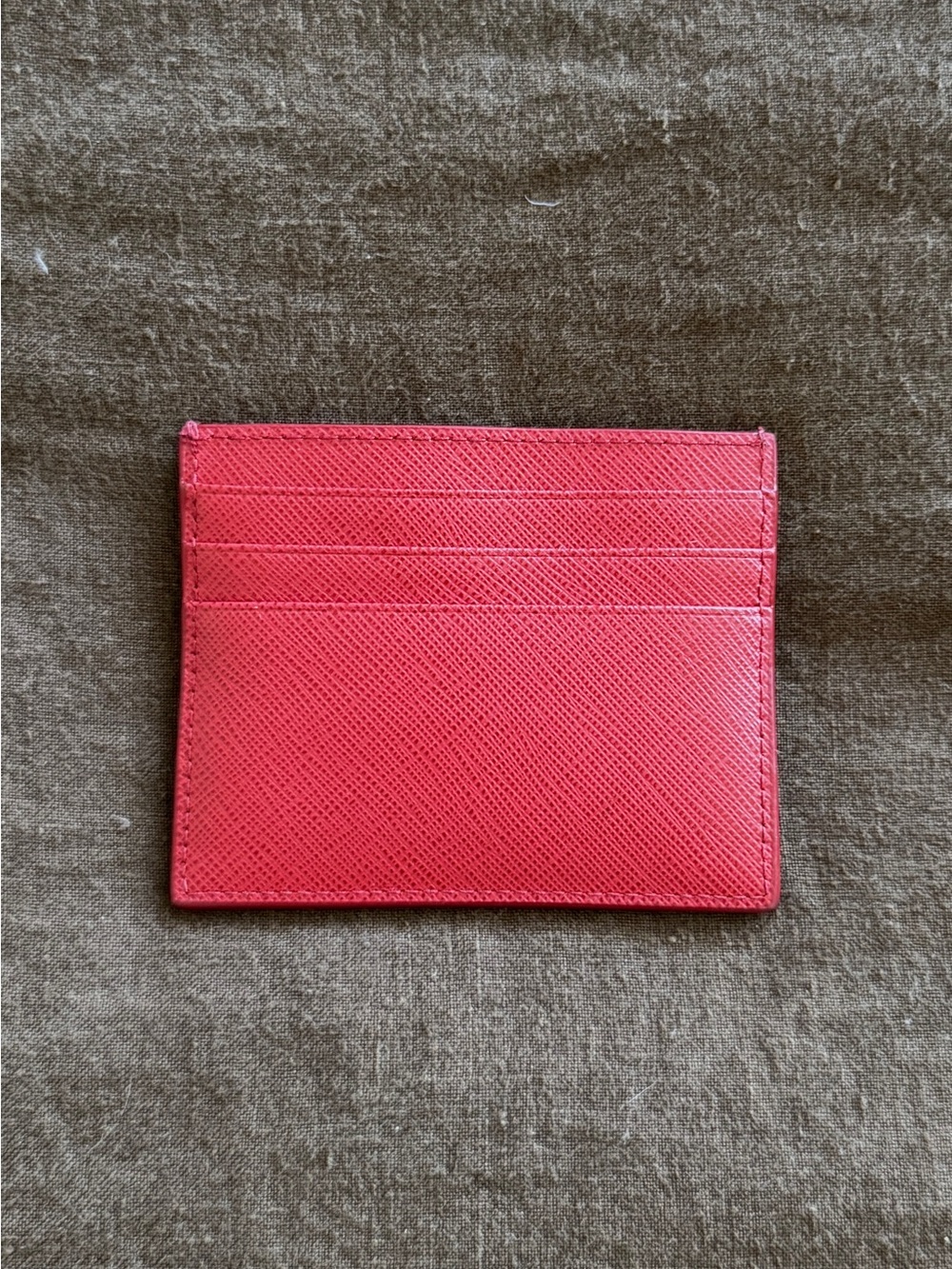 Prada Red Leather Card Holder with Gold Logo - Picture 2 of 4
